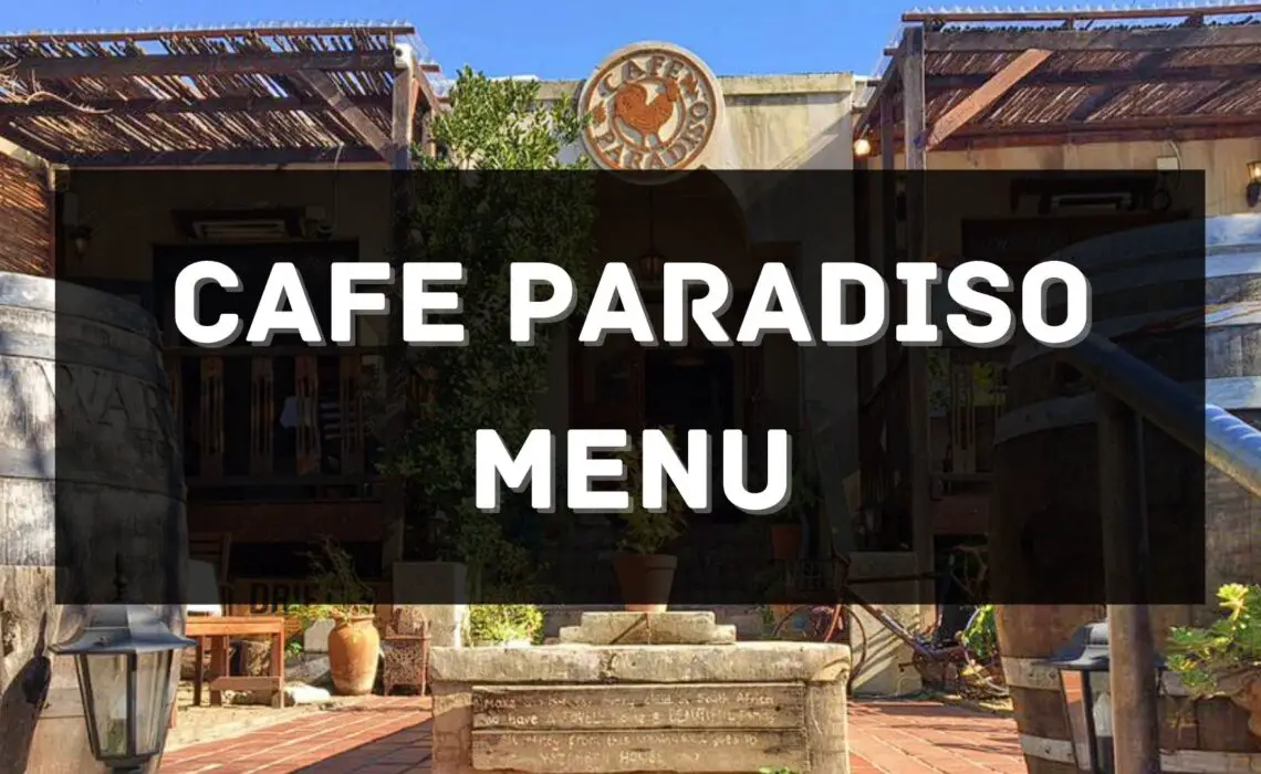 Cafe Paradiso Menu South Africa